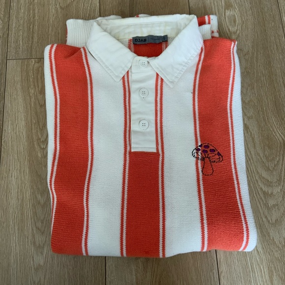 Creamsicle orange and white tripe’s mushroom sweater (men’s small) - Picture 2 of 3